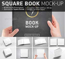 9种方版书籍展示模型：Square Book Mock-Up